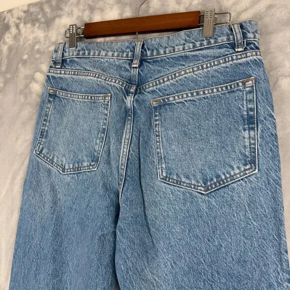 Reformation Cynthia High Rise Relaxed Straight Blue Jeans Button Fly Size 30 - Picture 3 of 7